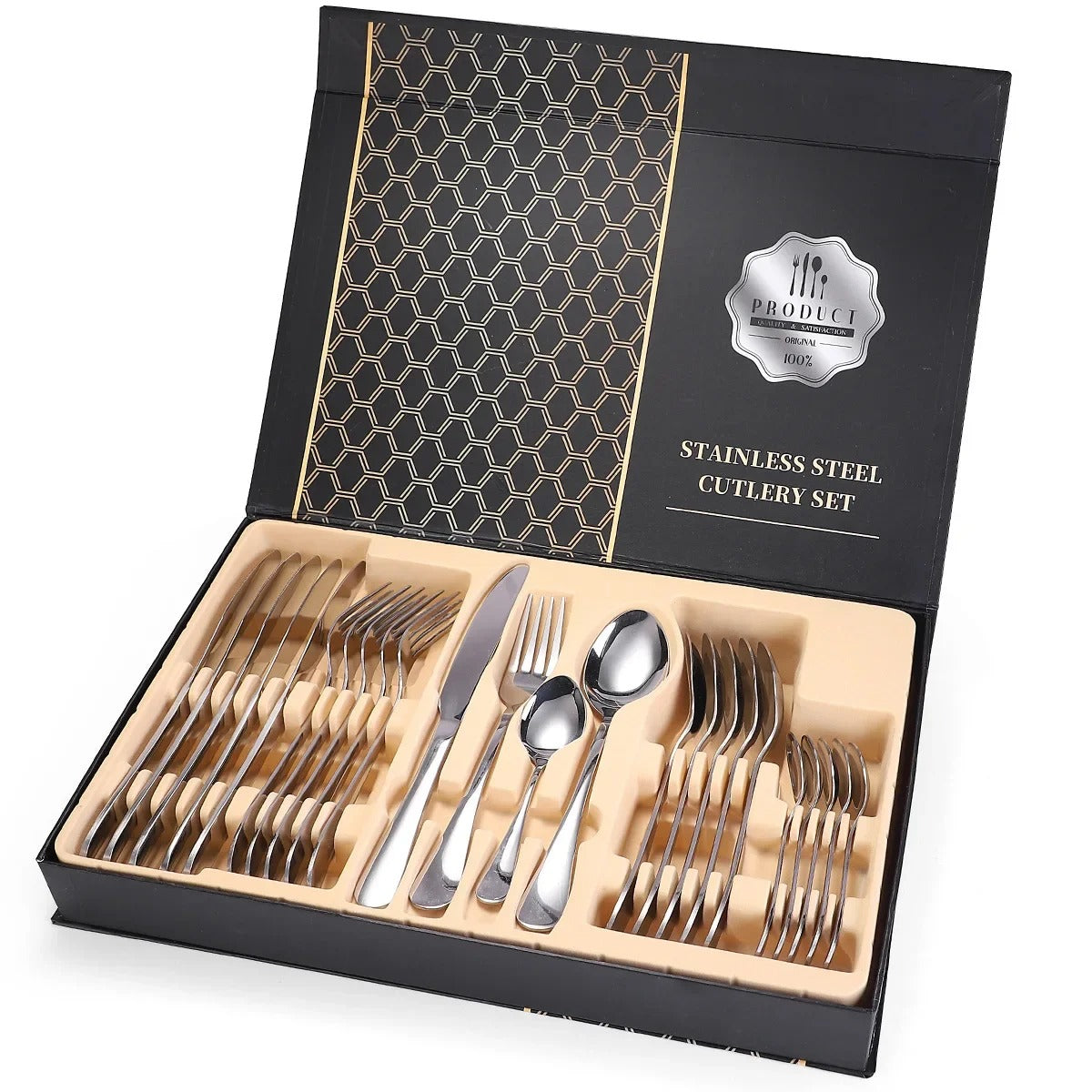 Juego de Cubiertos Premium en Acero Inoxidable – 24 Piezas Elegantes y Resistentes