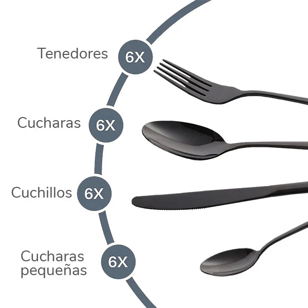 Juego de Cubiertos Premium en Acero Inoxidable – 24 Piezas Elegantes y Resistentes