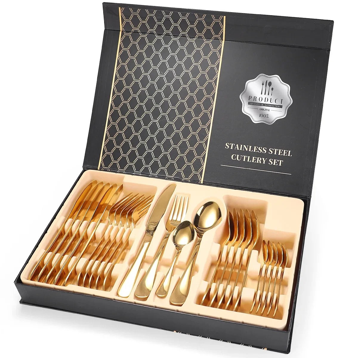 Juego de Cubiertos Premium en Acero Inoxidable – 24 Piezas Elegantes y Resistentes